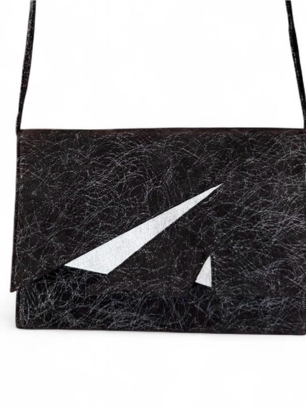 Italian Casadei Black Textured Leather Suede Shoulder Bag with Silver Accent